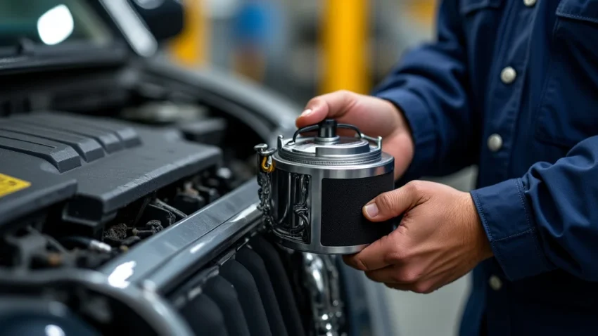 This image shows a person performing simple automotive repair, illustrating Automotive Repair For Beginners Made Easy.