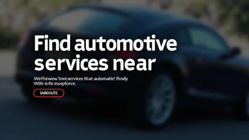 The image shows a map interface displaying nearby automotive service locations for finding services.